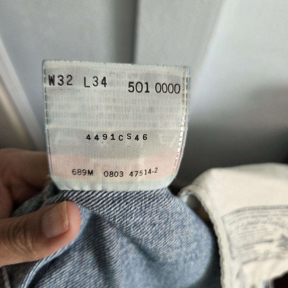 Levi's Light Blue Straight Jeans 501 - Picture 6 of 8